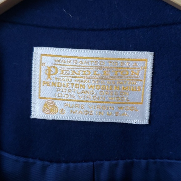 Vintage 1980s Navy Pendleton Wool Blazer Jacket - Picture 3 of 7